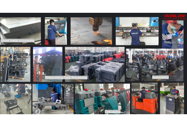 Ronlon floor scrubber factory has 5 roto molding machines.